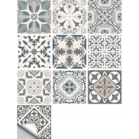 Juego de 10 paneles autoadhesivos de PVC con diseño de patchwork, papel pintado de 20x20cm zm-06-012 (1/5)