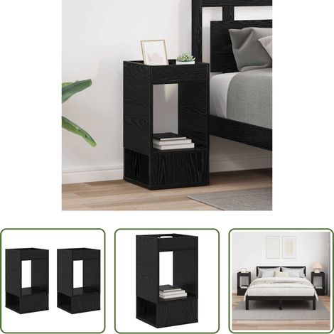 Holzbeistelltisch - Beistelltisch 2 pcs Schwarz Eichen-Optik 30 x 30 x 56 cm (1/5)