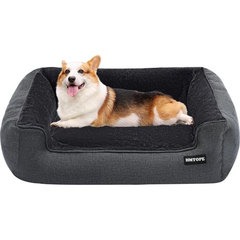 Hundebett Hundesofa Hundekissen L 90 x B 75 x H 25 cm Dunkelgrau (1/5)