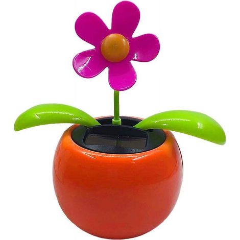 Fleur Dansante Solaire - Décoration Pour Tableau De Bord Automobile - Hauteur 11,5 cm - Diamètre De Base 7 cm - ABS - Unité (1/4)