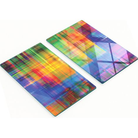 Tableros de vidrio duraderos y elegantes con un patr贸n abstracto de arco铆ris de 2x30x52 cm.