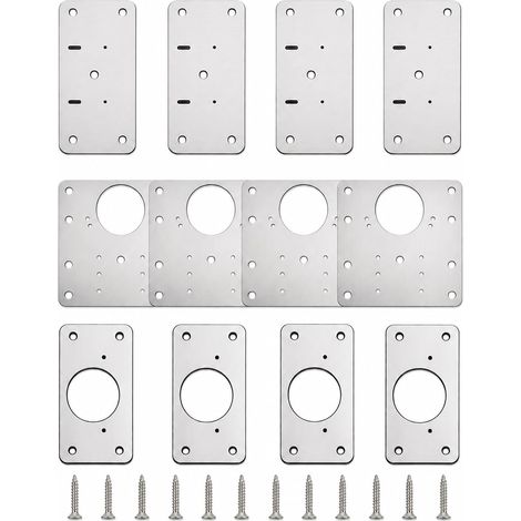 12 PCS Plaque Reparation Charniere Porte avec Vis, Kit Complet pour Charniere Porte Placard et Cuisine, Charnière Plate pour Porte Lourde, Réparation de Meubles et Armoires (1/5)