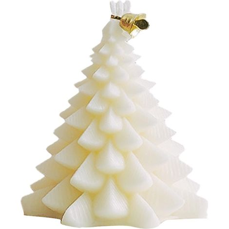 Bougie parfumée sapin de Noël blanche, cadeau anniversaire et maison, coton mèche (1/5)