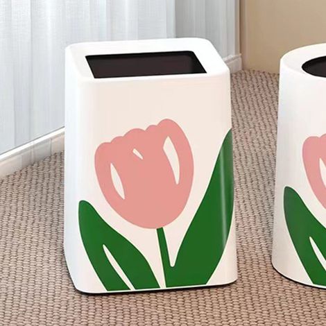 Großer, tulpenförmiger Abfalleimer für Zuhause, kreatives Design, geeignet für Wohnzimmer, Schlafzimmer, Küche, Badezimmer und Toilette elegant und modern kleiner, quadratischer, tulpenförmiger Abfall (1/5)