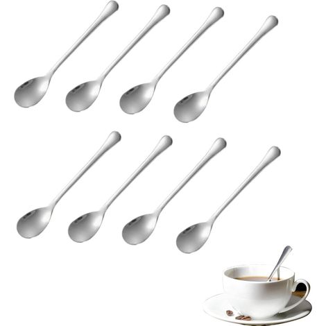 Juego de 8 cucharillas de espresso - 13,5 cm - Acero inoxidable - Mini cuchara - Para café, miel