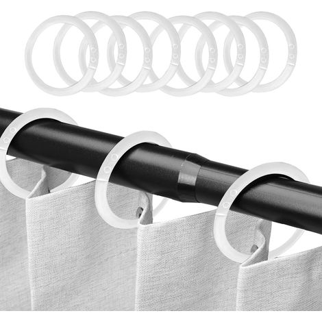 100 - Anneaux Rideau Douche - Crochet Plastique - Forme O Ouverte - Antirouille Léger Silencieux - Pour Salle De Bain Fenêtre - Blanc - 4x0.5cm (1/5)