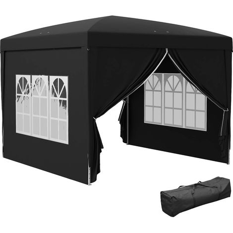 Tente de réception Barnum pliable et pliable 3 x 3 m, 4 éléments amovibles + sac de transport noir