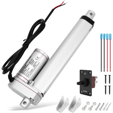 Attuatore lineare elettrico, spinta 1500 N, robusto motore ad alta velocità da 12 V CC, silenzioso (meno di 50 dB), con staffe di montaggio, corsa 200 mm. (1/5)