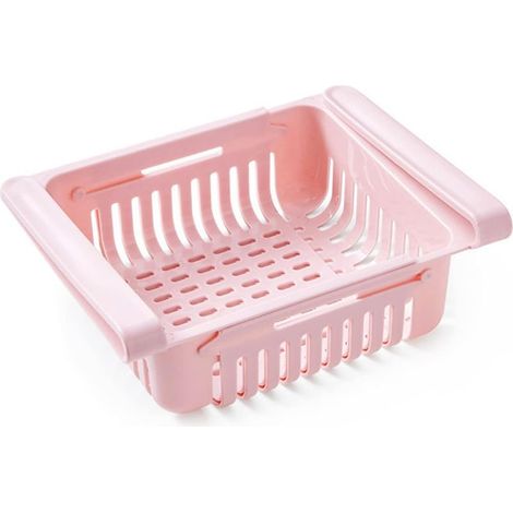 Ausziehbare Kühlschrank-Aufbewahrungsbox – PP-Schubladenorganizer – Für Obst und Gemüse – 20 bis 28 cm lang – Rosa (1/5)
