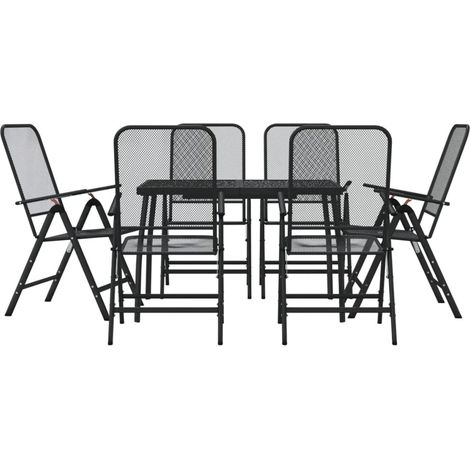Maison Exclusive - 7-tlg. Garten-Essgruppe Anthrazit Streckgitter