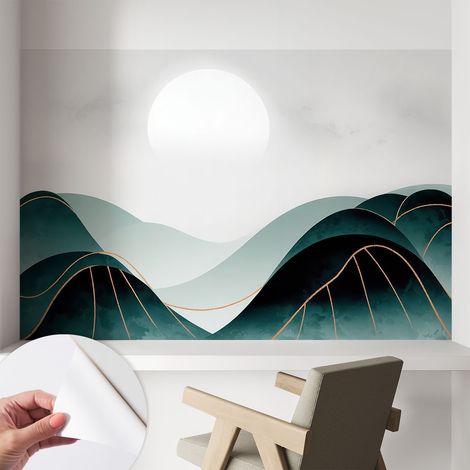 Papier peint adhésif décoratif avec colle pour salon chambre à coucher et bureau Design moderne et facile à poser Calme apparent 104x70 cm (1/5)