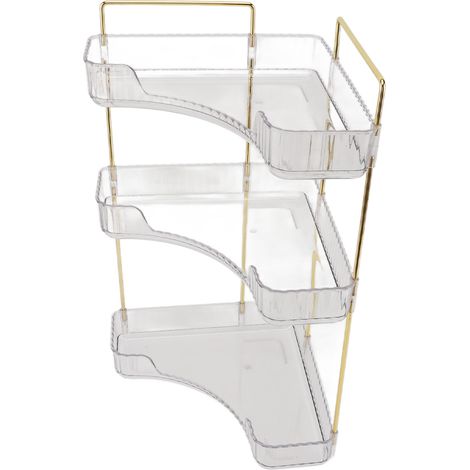 Étagère à maquillage à 3 niveaux, facile d'accès, esthétique, transparente, à poser sur le comptoir de la salle de bain. (1/5)