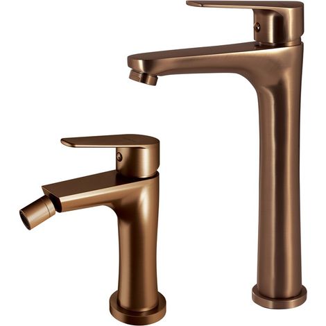 Set miscelatori lavabo alto e bidet oro rosa Como di Gedy (1/5)