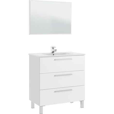 Mueble de baño Alise 3 cajones con espejo, sin lavabo, Color Blanco brillo (1/5)