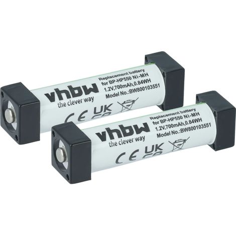 vhbw 2x Battery compatible with Sony MDR-RF800RK, MDR-IF140K, MDR-IF140, MDR-RF800R Wireless Headset Headphones (700 mAh, 1.2 V, NiMH) (1/5)
