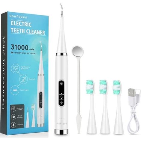 Brosse à dents électrique 2 en 1 C, détartreur électrique, étanche IPX6, 31 000 vibrations par minute (1/4)