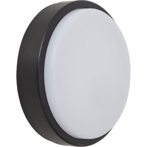 Lampada a parete surf ecovision rotonda ip65 1x12w led 960lm 6400k 120°al.5xd.16cm nero