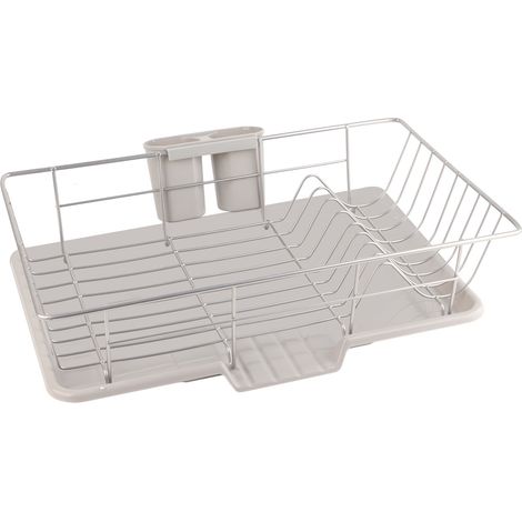 Égouttoir à vaisselle métallique, support de rangement pour ustensiles de cuisine, plateau de séchage pour couverts et assiettes. (1/5)