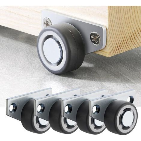 set of 4 casters - silent rubber wheel side casters, drawer casters - suitable for furniture. (1/5)