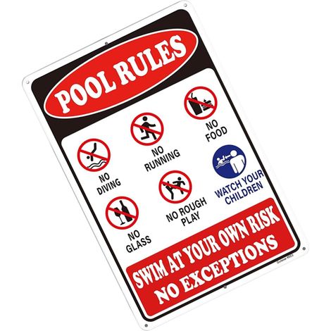 Panneaux de piscine pour extérieur 30x20 cm antirouille et résistant aux  Panneau Baignade sous votre responsabilité pour Bassin Jardin Bord de Piscine (1/5)