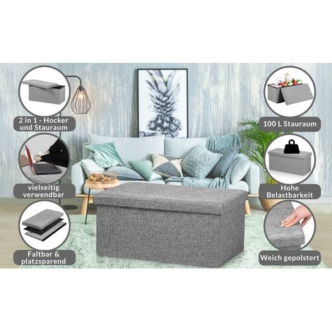 Banco de almacenaje con asiento extraíble, plegable, 80 x 40 x 40 cm (1/5)