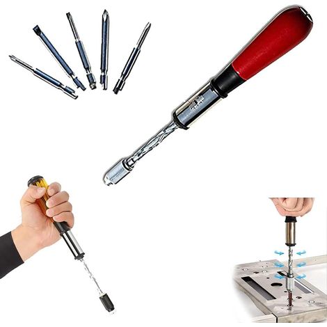 Tournevis à cliquet push-pull réglable avec 5 embouts de rechange, outil spiralé à ratchet multifonction