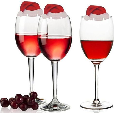 80 Stück Weihnachts-Weinglasmarker mit niedlichem Weihnachtsmann-Motiv (rote Mütze, Schneemann, Weinglaskarte) – ideal für Weihnachtsfeiern (1/3)