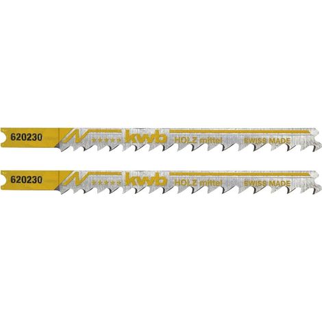 kwb 620230 Lames de scie sauteuse, travail du bois, HCS, tige universelle, 2 x taille moyenne 2 pc(s (1/2)