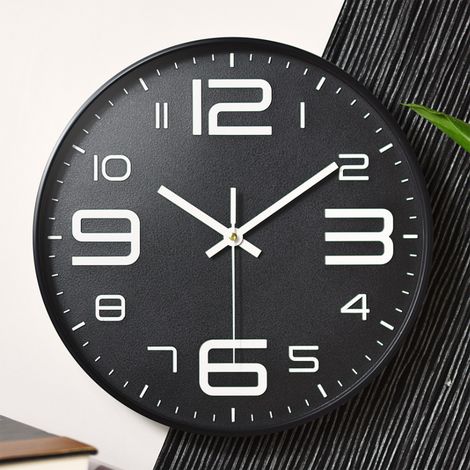Horloge murale 30 cm sans tic-tac, mouvement quartz silencieux