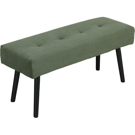 Banc rembourré en velours côtelé vert avec pieds métalliques 100 x 36 x 45 cm pour séjour et couloir (1/5)