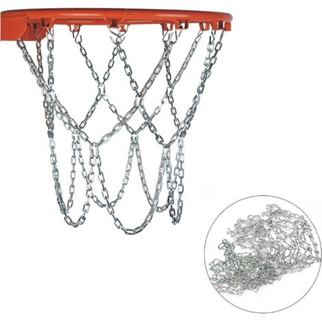 Outdoor Metal Basketball Net Galvanised Basket Chain Net Metal Basket Replacement for Basketball 12 S Buckles (1/4)