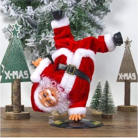Tanzender, singender Weihnachtsmann, elektrisch rote Weihnachtsfigur mit drehbarem Ständer, singende Streetdance-Puppe, Musikspielzeug, Geschenkdekoration (1/5)