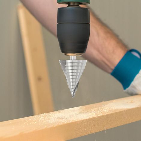Schraubenbohrer, Ø 6-60 mm Kegelbohrer Schneidemaschine Kegelbohrer Vertikalbohrer für Eisenplatten PVC-Platten Wärmedämmungsplatten