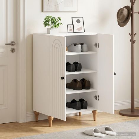 Cabinet à chaussures ALKMAAR 59,5 x 39,5 x 90 cm Blanc (1/5)