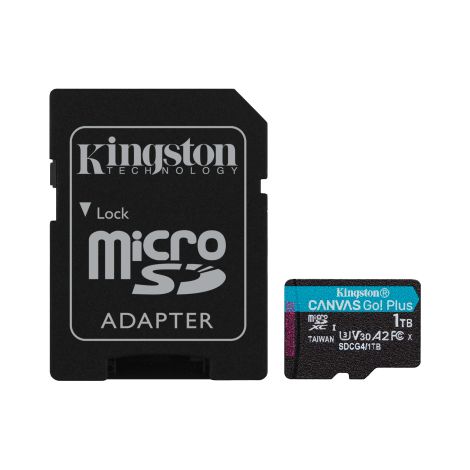 Tarjeta microSD Kingston Canvas Go Plus Gen4 1 TB 200MB/s U3 V30 A2 con Adaptador