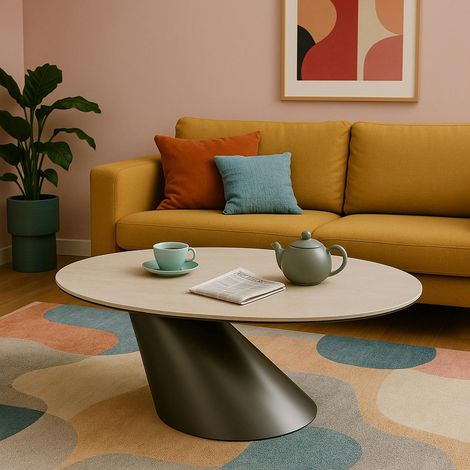 Table basse ovale design en céramique blanche GIULIA