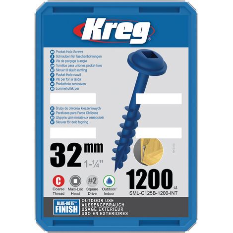 Taschenlochschraube 32 mm Blue-Kote™ Maxi-Loc, Außengewinde, 1200 - KREG - SML-C125B-1200-INT