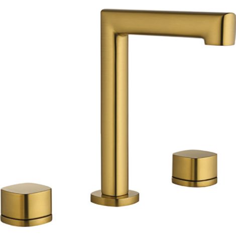 Lavabo bimando sobrencimera caño bajo Toscana oro cepillado [ IMEX® ] (1/2)