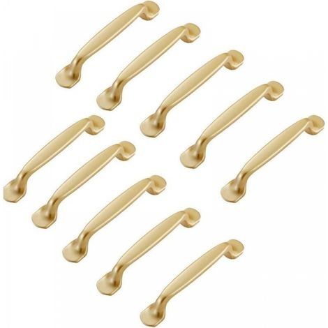 10pcs Poignée de placard doré 96mm-Poignée de meuble Cuisine Armoire Porte Poignées Placard (1/5)