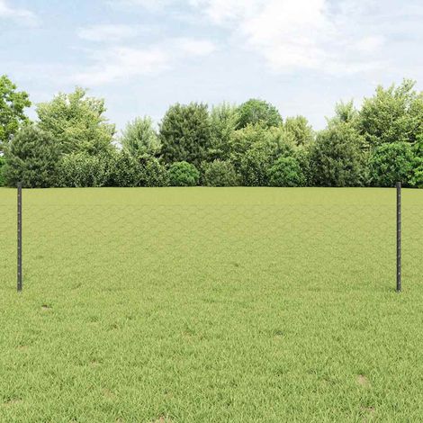 Zaun mit Pfosten Grau 0,5 x 10 m Stahl und PVC