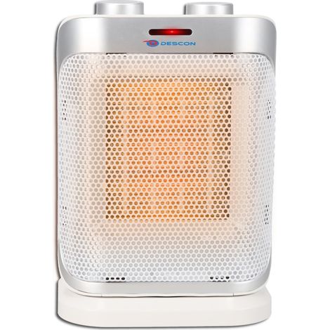 1500 W, Radiateur soufflant en céramique, avec oscillation, blanc/argenté, 3 modes de flux d'air, thermostat, protection contre la surchauffe, pour chauffage zonal, design compact, 1,43 kg (1/5)