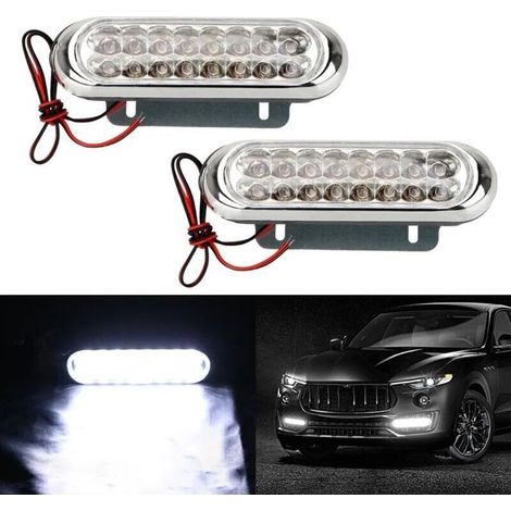 Lot de 2 Feux de Jour LED Universels 16 Blancs Anti-Brouillard pour Voiture (1/3)