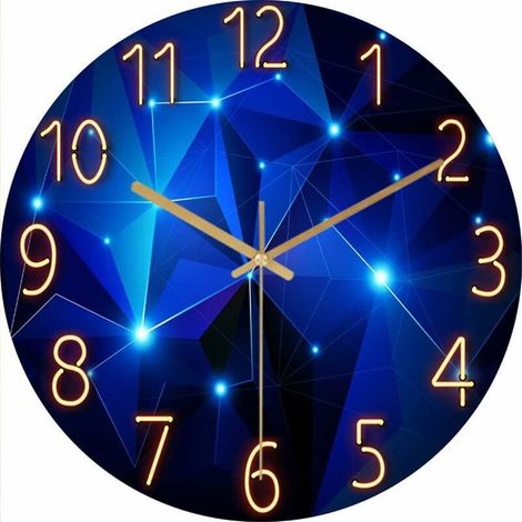 royaluxe - Horloge murale silencieuse, horloge murale de 12 pouces sans bruits de tic-tac, galaxie étoiles espace extra-atmosphérique ciel étoilé horloge murale décor à la maison pour salon chambre d' (1/2)