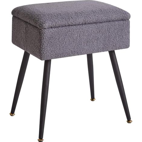 Tabouret pour Coiffeuse, Tabouret de Vanité avec Rangement, Ottoman Table d'appoint avec Pieds en Métal pour la Maison, Le Salon, la Chambre à Coucher, Gris (1/5)