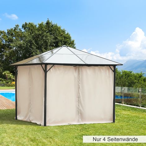 Panneaux latéraux de kiosque 3x3m,302L x 205H cm,avec crochets,anneaux en C,sans cadre de kiosque,robustes,durables,polyester,beige