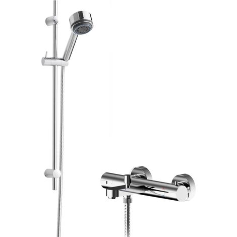Pride Wall Mount Thermostatic Bath Shower Mixer Tap with Linear Slide Rail Kit - Chrome - Balterley