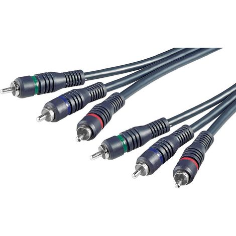 Câble RCA HQ, 3X Fiche vers 3X Fiche, Câble de Connexion Audio Vidéo de Qualité, Stéréo, pour TV, Téléphones Portables, Mp3, HiFi, Couleur Noir, 2m