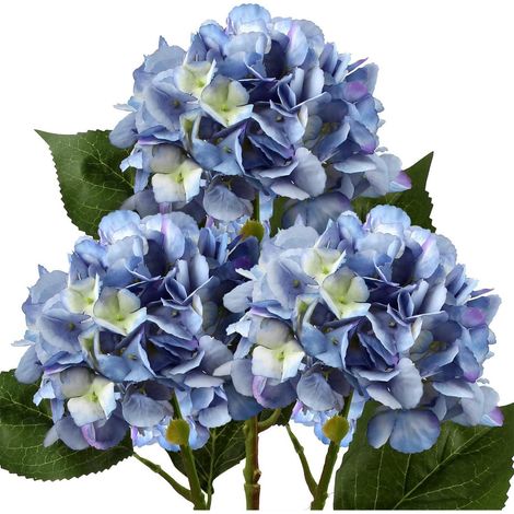 Künstliche Kunsthortensien Blau 53cm 3er Set Deko Kunstblumen (1/5)
