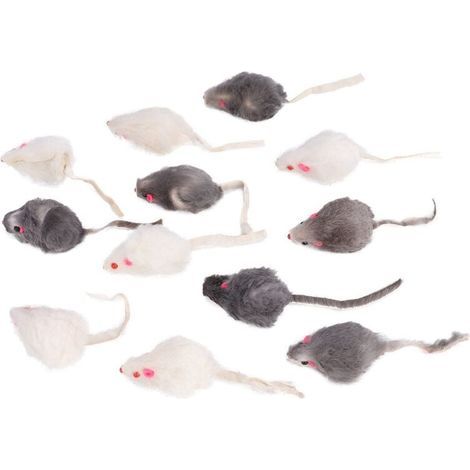 FTVOGUE 12 Pièces d'herbe à Chat Chat Jouet en Peluche Souris Chat Jouet Réaliste Intérieur Chat en Peluche Simulation Réaliste Souris Jouet (1/5)