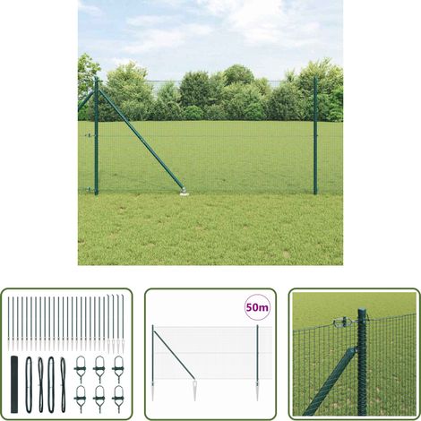 vidaXL Clôture moderne - Poteau de clôture. Vert 50 x 1,2 m (maille 16 x 16 mm) (1/5)